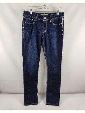 BKE Jeans Womens 31L Blue Harper Skinny Dark Wash Denim (31x33)